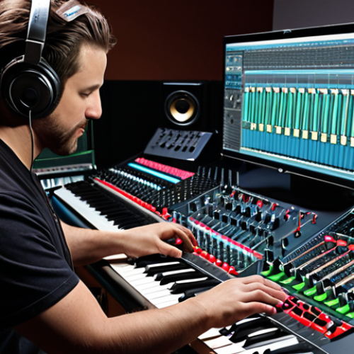Home 4 **
A music production studio with a musician and audio engineer working together at a mixing console, showcasing recording and mixing.
**